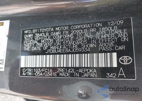 2010 Toyota Corolla Le/S/Xle from USA, damaged, VIN JTDBU4EE8AJ059334